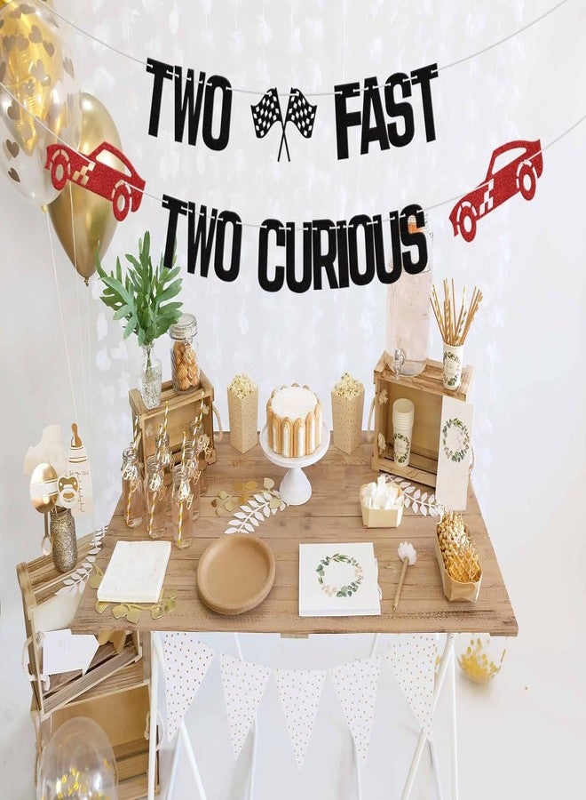 WFKLDF Two Fast Two Curious Banner - 2 Fast Birthday Decorations Black Red - Image 5