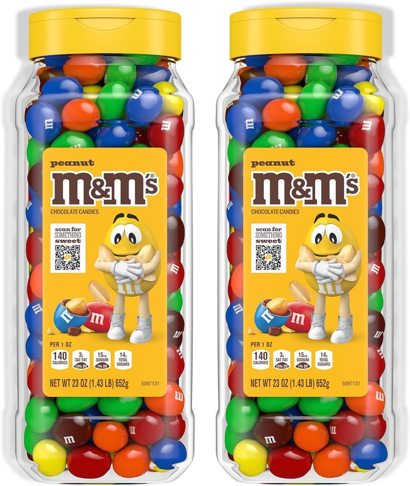 M&M'S M&M’S Peanut Candy Jars - Assorted Chocolate Candies, 23 Oz Each, Pack of 2 - Perfect for Parties and Movie Nights - Image 1