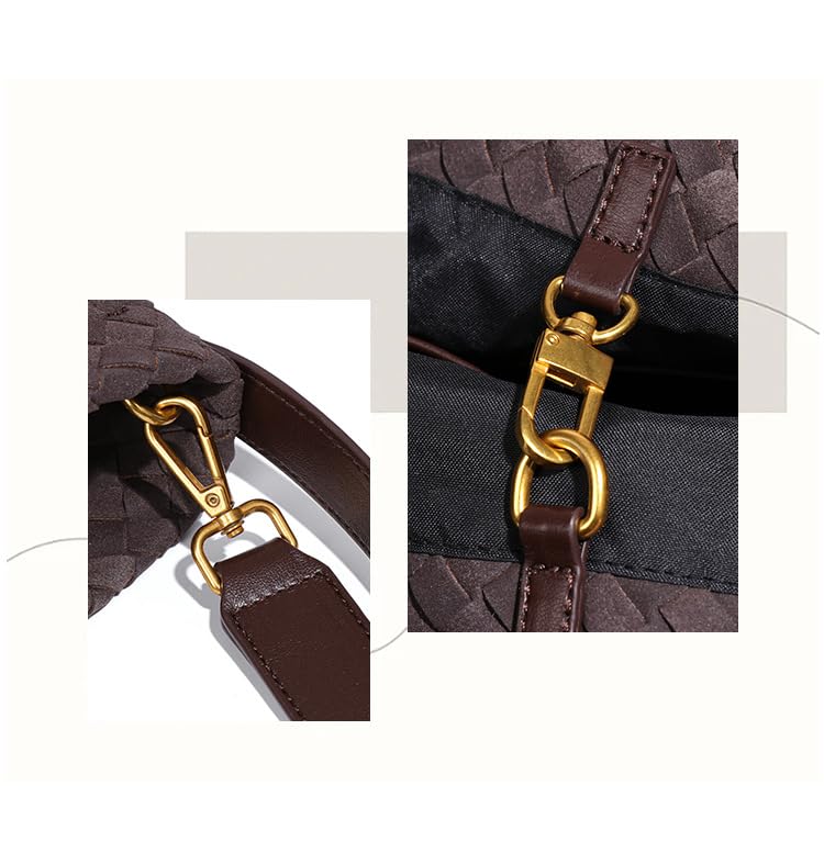 Hzxsny Women's Woven Shoulder Bag Handbags PU Leather Tote Bag Top-handle Shoulder Bag Soft Vegan Underarm Bag Woven Purse Clutch - Image 1
