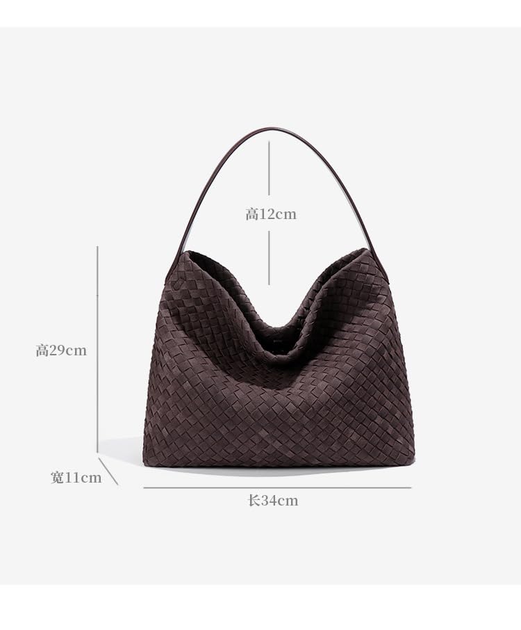 Hzxsny Women's Woven Shoulder Bag Handbags PU Leather Tote Bag Top-handle Shoulder Bag Soft Vegan Underarm Bag Woven Purse Clutch - Image 2