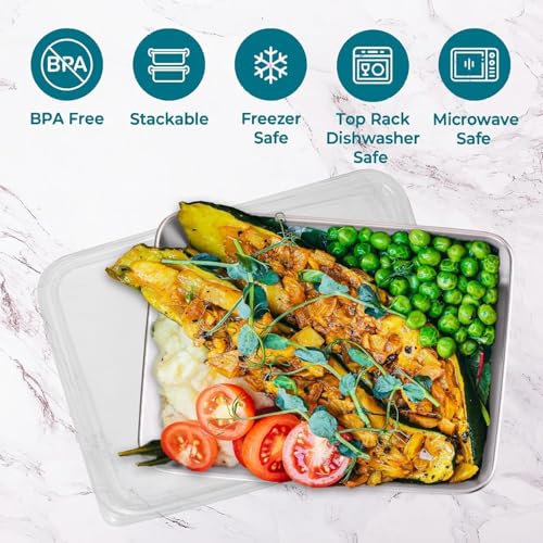 COLBEX® Stainless_Steel Square Plate with Lid,Stainless Steel Tray, Food Grade Stainless Steel Thickened Food Containers Baking Pan Cake Brownie Pan Microwave Dishwasher Safe (3) - Image 5