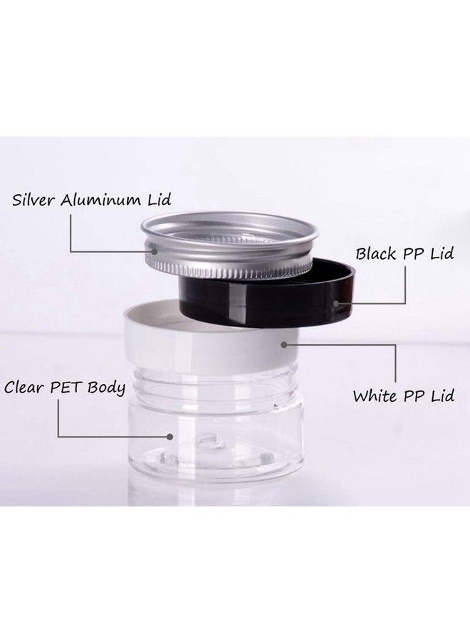 ericotry - 6 Pack 4Oz/ 120Ml/ Gram Pet Plastic Refillable Jars Empty Cosmetic Containers Pot With Black Lids Small Ounce For Lip Balm Eye Shadow Powder Handmade Shaving Soap Ointments - Image 1