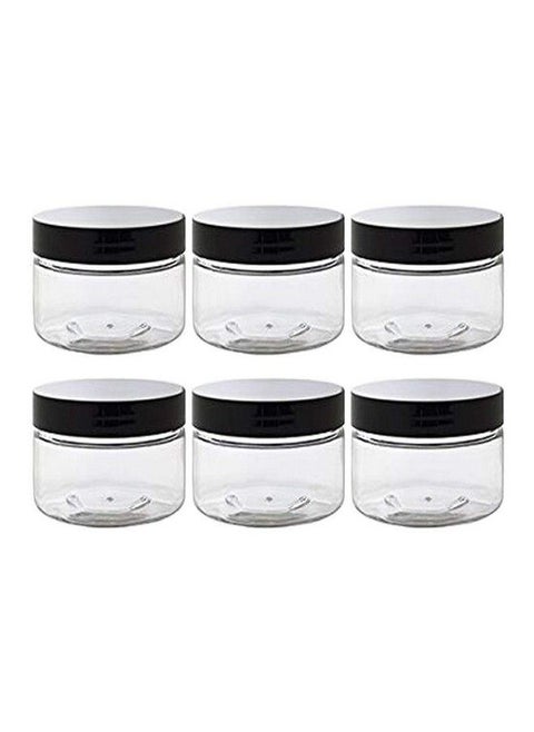 6 Pack 4Oz/ 120Ml/ Gram Pet Plastic Refillable Jars Empty Cosmetic Containers Pot With Black Lids Small Ounce For Lip Balm Eye Shadow Powder Handmade Shaving Soap Ointments