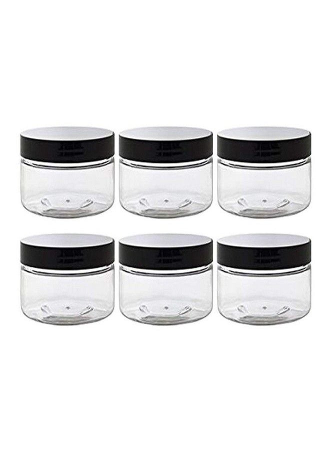 ericotry 6 Pack 4Oz/ 120Ml/ Gram Pet Plastic Refillable Jars Empty Cosmetic Containers Pot With Black Lids Small Ounce For Lip Balm Eye Shadow Powder Handmade Shaving Soap Ointments  - Image 1