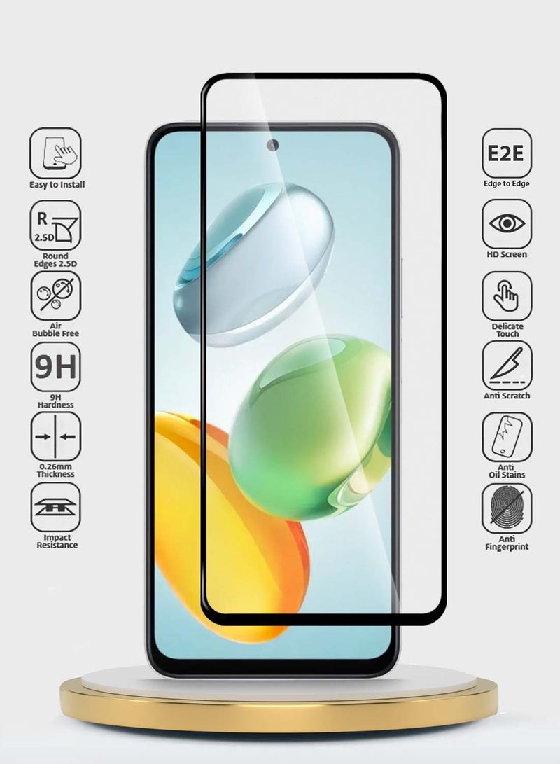 Wtech Honor X7c 4G 2024 Premium E2E Series Full Glue Full Cover Tempered Glass Screen Protector - Clear/Black - Image 2