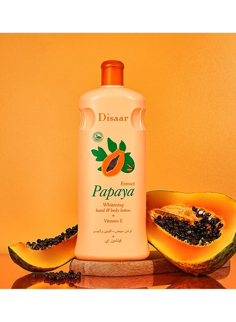 Disaar لوشن تفتيح الجسم بالبابايا، لوشن شد البشرة، لوشن تفتيح الجسم بالبابايا مرطب، كريم تغذية البابايا، كريم مرطب للوجه، كريم لوشن الجسم المضاد للجفاف لجميع أنواع البشرة، 600 مل - Image 1