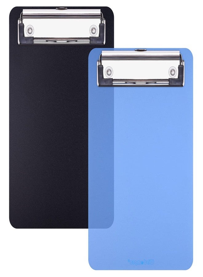 Wisdompro Mini Clipboard, Wisdompro 2 Pack 4.7" x 7.3" Small Clip Boards for A6 Notepads, Memo Size Receipt, Pocket Lists - Black, Blue - Image 1