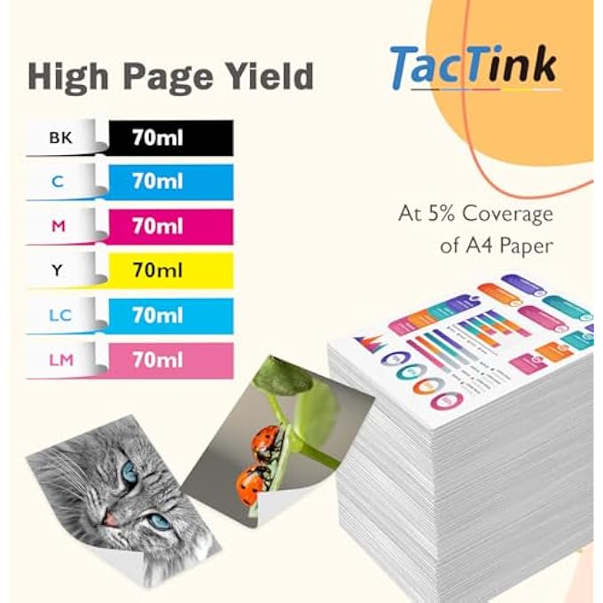 108 INK BOTTLE FOR EPSON 108 FOR EPSON L8050 L18050 L8100 (6 PACK) - Image 2