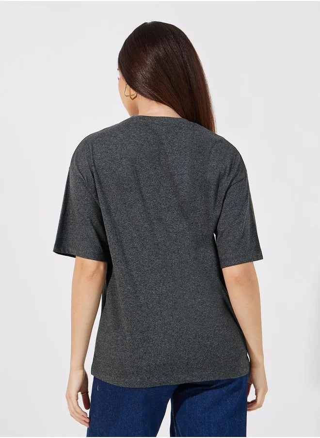 Styli Acid Wash Peanuts Graphic Oversized T-Shirt