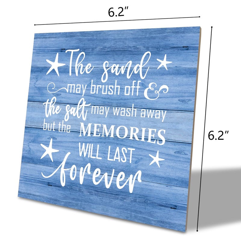 SUSZDOU شاطئ الخشب يعلن أن الرمال قد تغسل بالملح قد تغسل ولكن الذكريات ستستمر إلى الأبد Wood Plaque Table Art Decorations Ocean Thief For Home Beach House Decor - Image 2