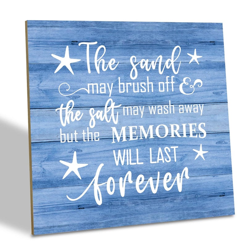 SUSZDOU شاطئ الخشب يعلن أن الرمال قد تغسل بالملح قد تغسل ولكن الذكريات ستستمر إلى الأبد Wood Plaque Table Art Decorations Ocean Thief For Home Beach House Decor - Image 1