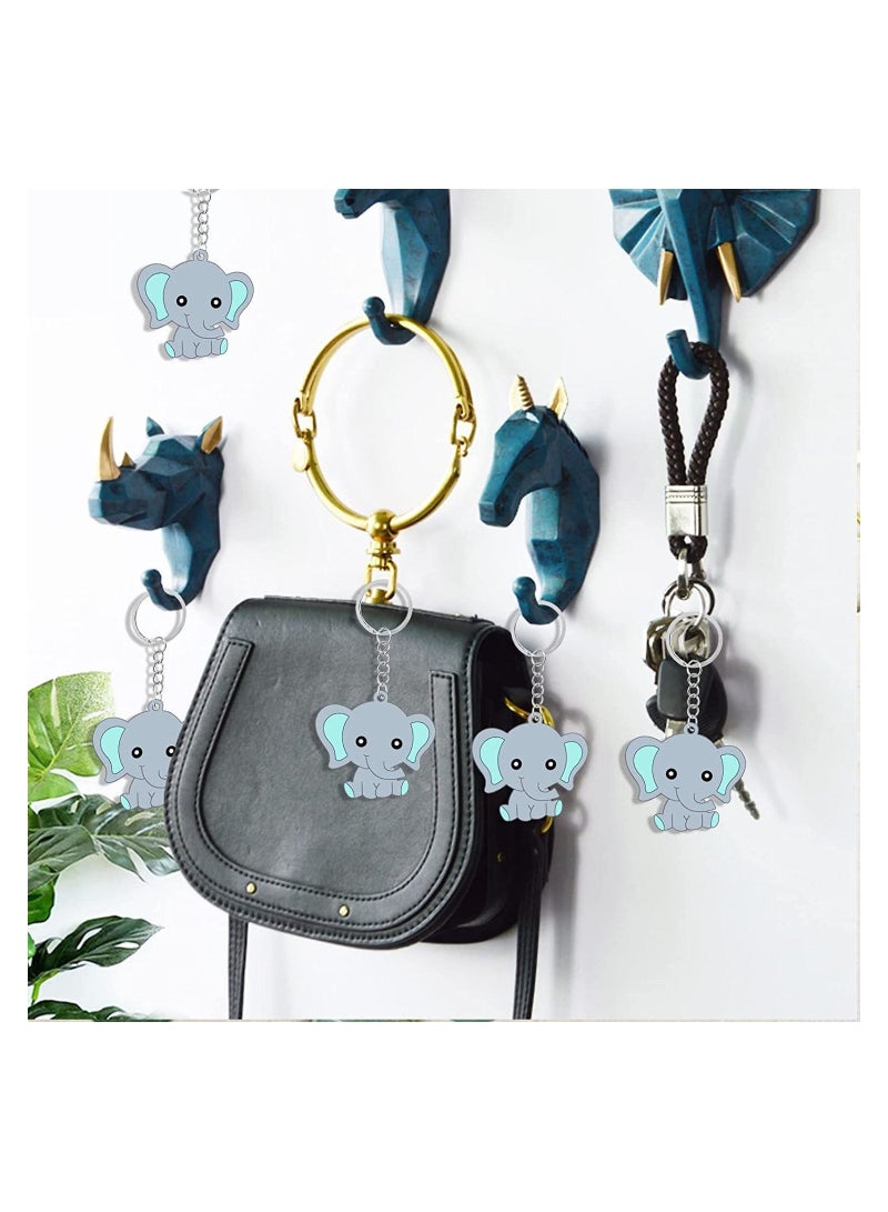 Y&D Baby Shower Guest Gift, 20 Sets of Blue Elephant Keychains Organza Bags Thank You Tags, Ideas Presents Party Favors Boy Girl Kid Birthday Supply, Keepsakes  - Image 4