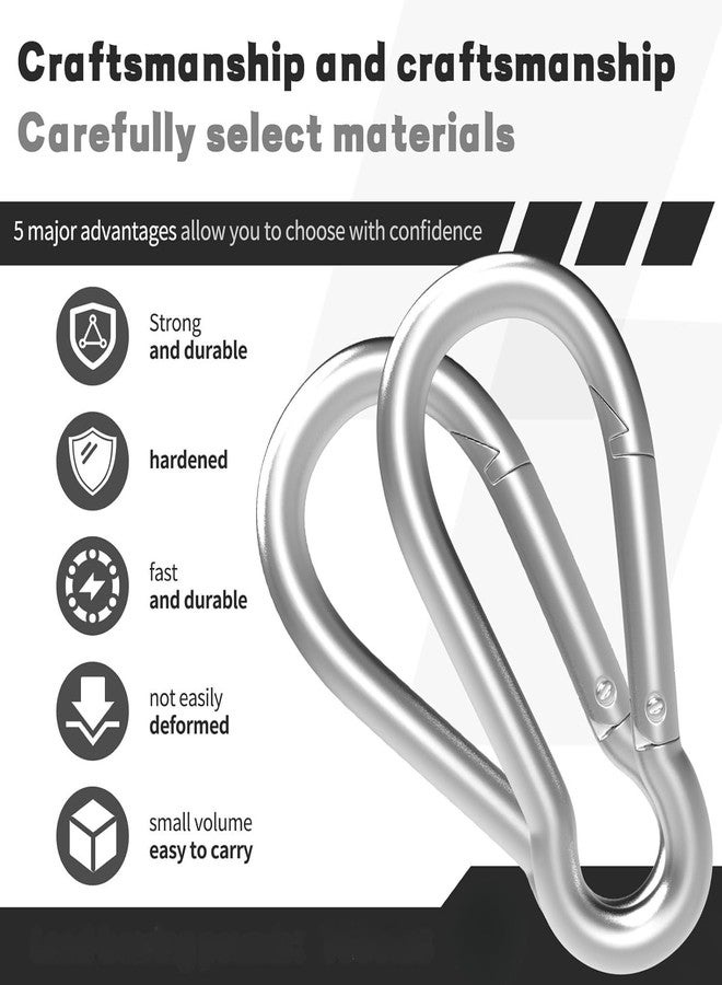 حلقة تسلق فولاذية ممتازة من وايت تك M12، مشبك خطاف من الفولاذ المقاوم للصدأ 304، حلقة تسلق متينة مزودة بنابض، حلقة تسلق للتأرجح، وصلة سريعة، سلسلة مفاتيح، تخييم، مشي لمسافات طويلة، سفر (عبوة من قطعتين) - Image 2
