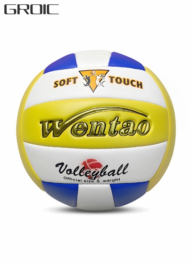 Official Size 5 Volleyball, Waterproof Soft Indoor Outdoor Volleyball for Beach Play, Game,Gym,Training Soft Beach Sand Volleyball for Beginner Teenager Adult(With Pump)