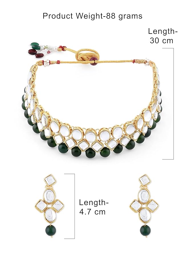 erorex Kundan And Pearls Jewelery Set For Women Golden Zpfk8530 - Image 5