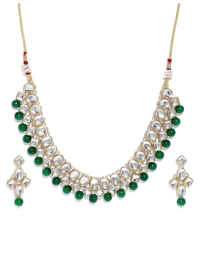 erorex Kundan And Pearls Jewelery Set For Women Golden Zpfk8530 - Image 4