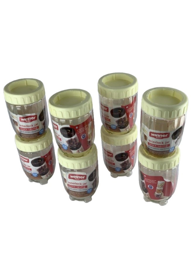 Winner Plast Interlock Storage Jar Set, 8 Pieces, Stackable Space-Saving Design, Clear Plastic Food Storage Containers with Secure Lids - Image 4