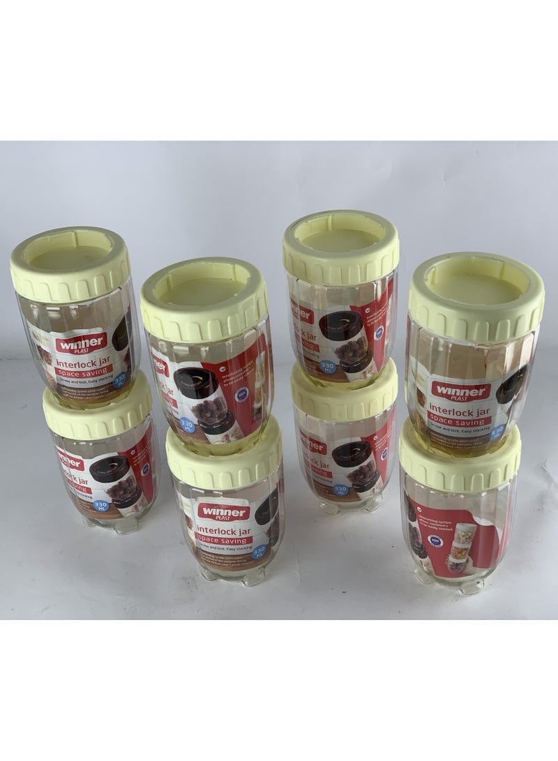 Winner Plast Interlock Storage Jar Set, 8 Pieces, Stackable Space-Saving Design, Clear Plastic Food Storage Containers with Secure Lids - Image 3