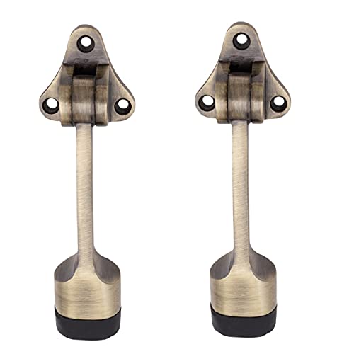 Atom Door Stopper | Kickdown Door Stop with One Touch | Adjustable Height & Rubber Tip 1.5 Inches, Door Stops (Brass Antique Finish, DS003), Pack of 2 - Image 1