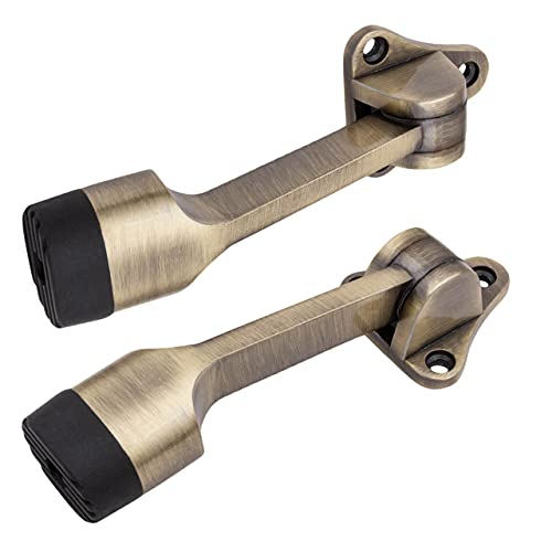 Atom Door Stopper | Kickdown Door Stop with One Touch | Adjustable Height & Rubber Tip 1.5 Inches, Door Stops (Brass Antique Finish, DS003), Pack of 2 - Image 2