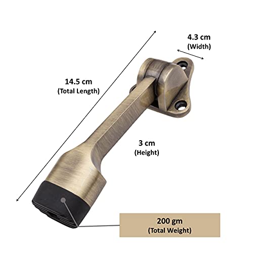 Atom Door Stopper | Kickdown Door Stop with One Touch | Adjustable Height & Rubber Tip 1.5 Inches, Door Stops (Brass Antique Finish, DS003), Pack of 2 - Image 4