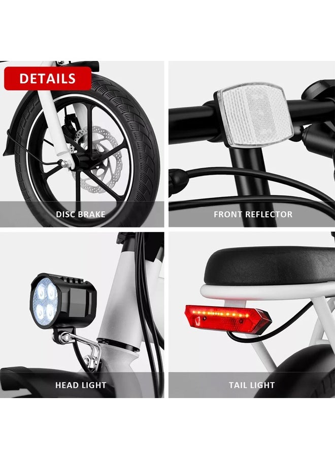 Wind Horse - Folding Electric Bike with 350W High Speed Motor, 36V 8AH Battery, 40 KM/H Speed, 35 KM Range, Dual Disk Brakes, Carbon Alloy Frame and 16 Inches Tires, Portable Electric Bike with Dual Seat - Image 1