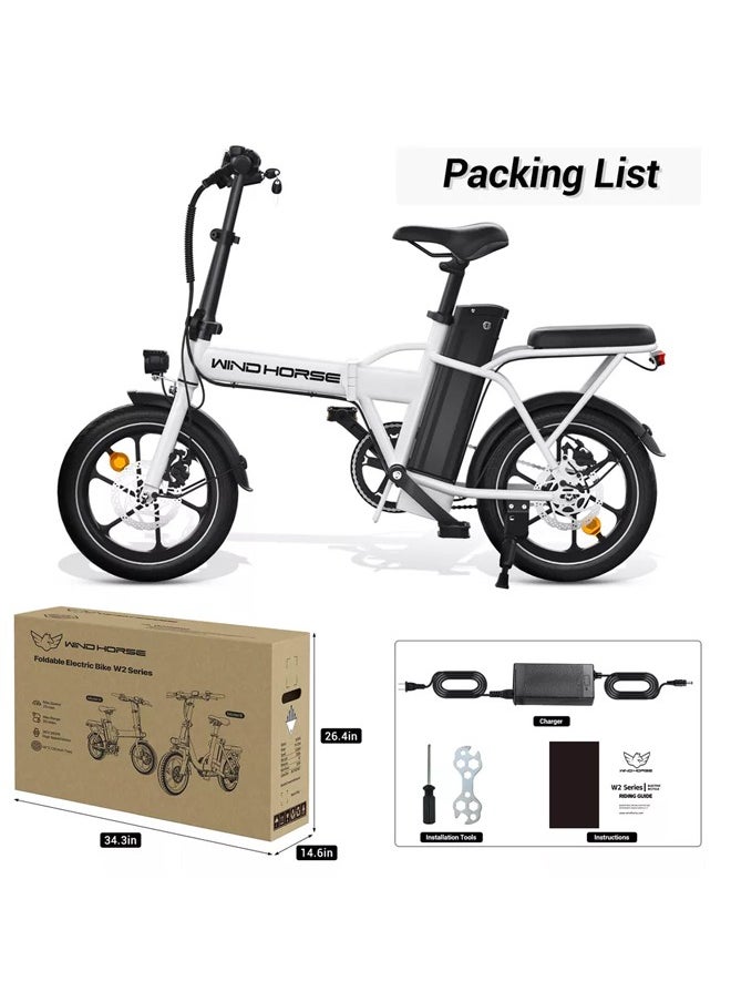 Wind Horse - Folding Electric Bike with 350W High Speed Motor, 36V 8AH Battery, 40 KM/H Speed, 35 KM Range, Dual Disk Brakes, Carbon Alloy Frame and 16 Inches Tires, Portable Electric Bike with Dual Seat - Image 1
