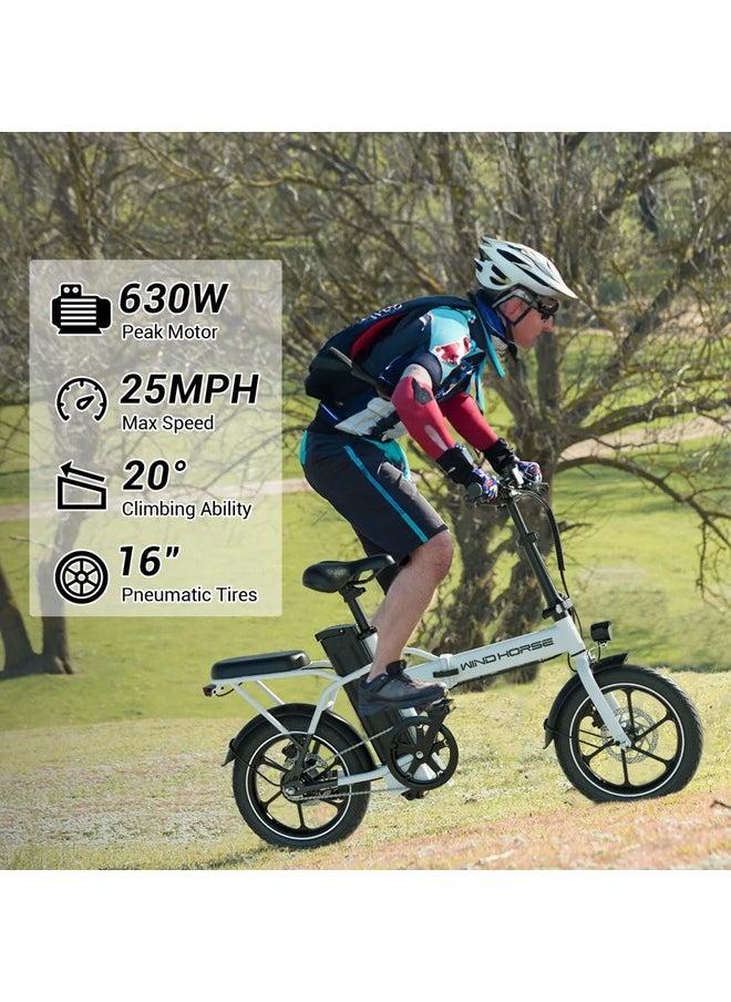 Wind Horse - Folding Electric Bike with 350W High Speed Motor, 36V 8AH Battery, 40 KM/H Speed, 35 KM Range, Dual Disk Brakes, Carbon Alloy Frame and 16 Inches Tires, Portable Electric Bike with Dual Seat - Image 1