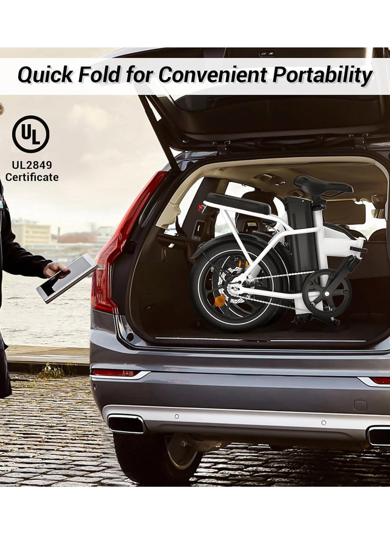 Wind Horse - Folding Electric Bike with 350W High Speed Motor, 36V 8AH Battery, 40 KM/H Speed, 35 KM Range, Dual Disk Brakes, Carbon Alloy Frame and 16 Inches Tires, Portable Electric Bike with Dual Seat - Image 1
