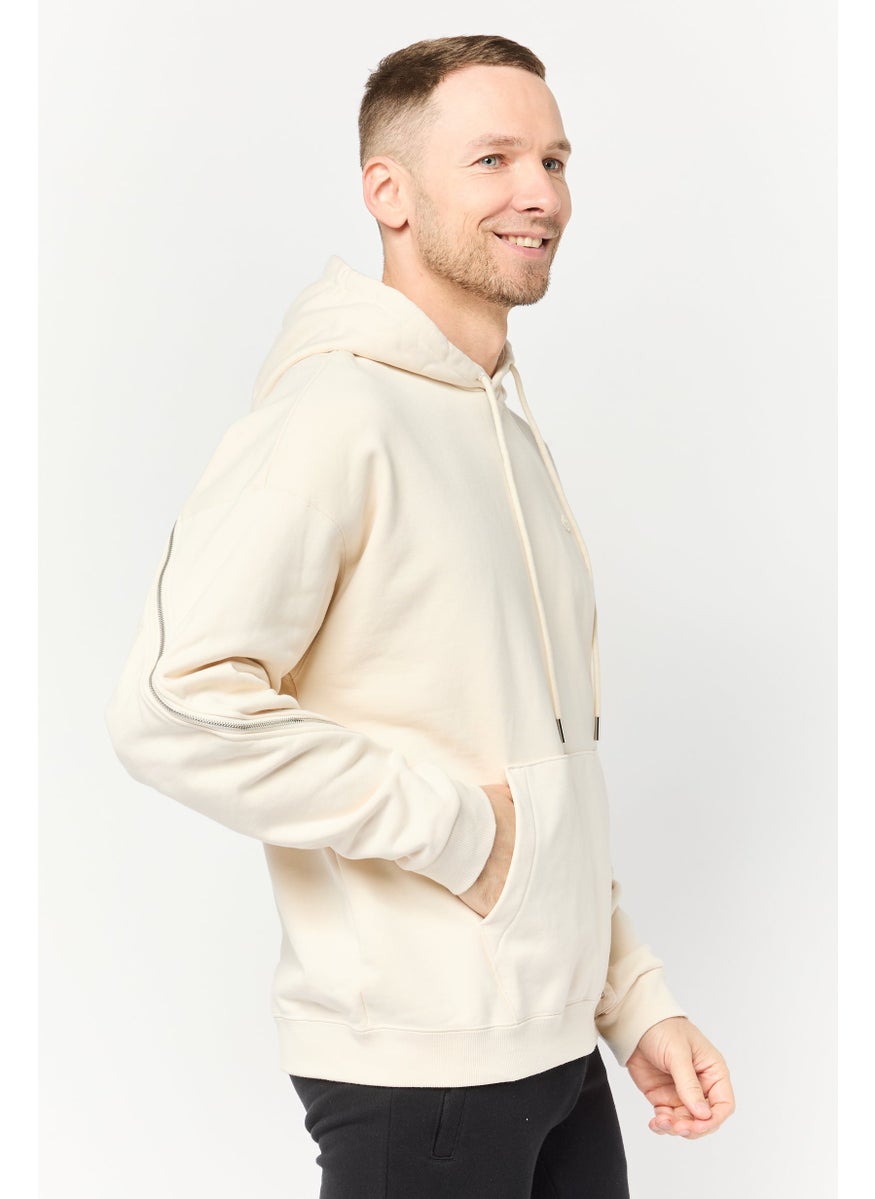 adidas Originals Men Sportswear Fit Long Sleeves Outdoor Hoodie, Cream  - Image 3