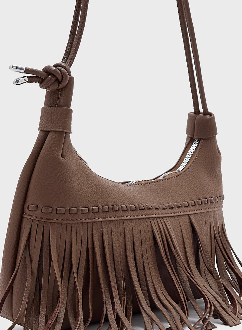 Ginger Tassel Detail Shoulder Bag