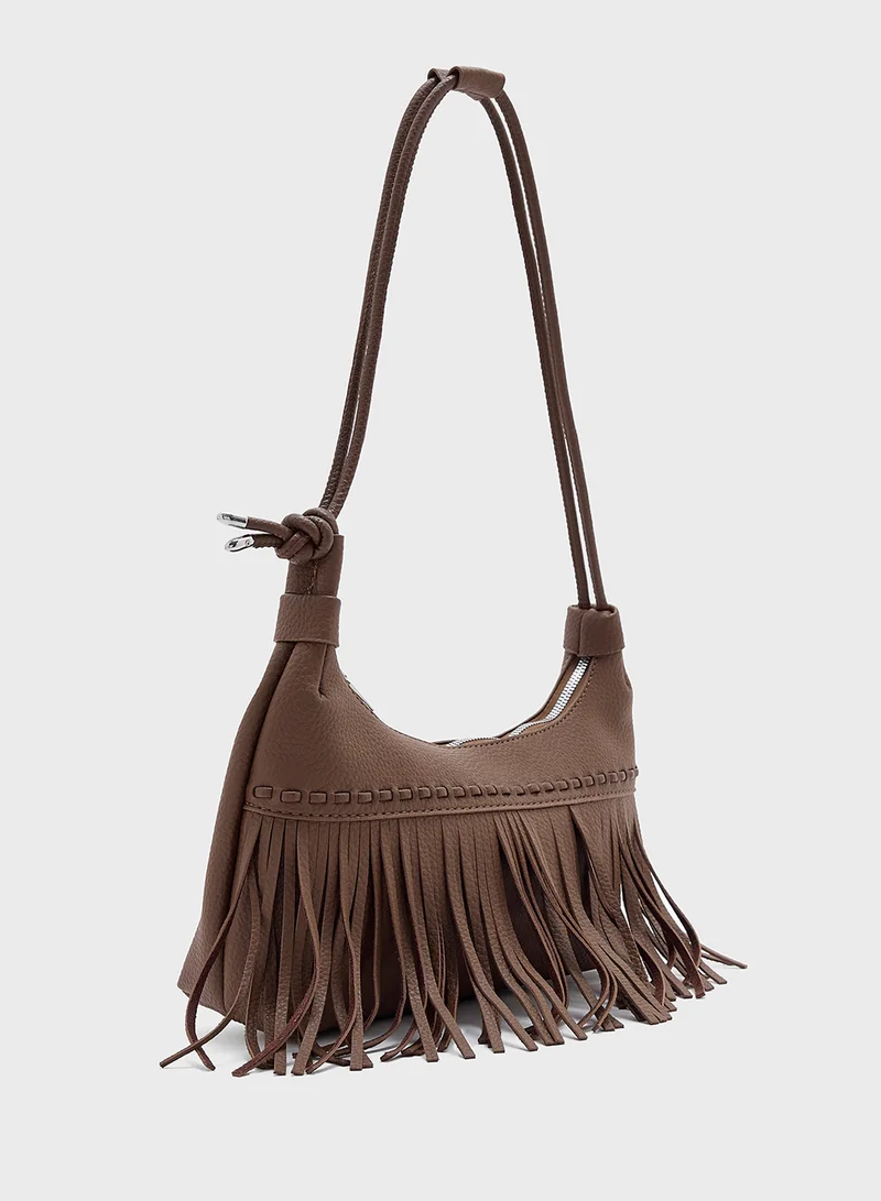 Ginger Tassel Detail Shoulder Bag