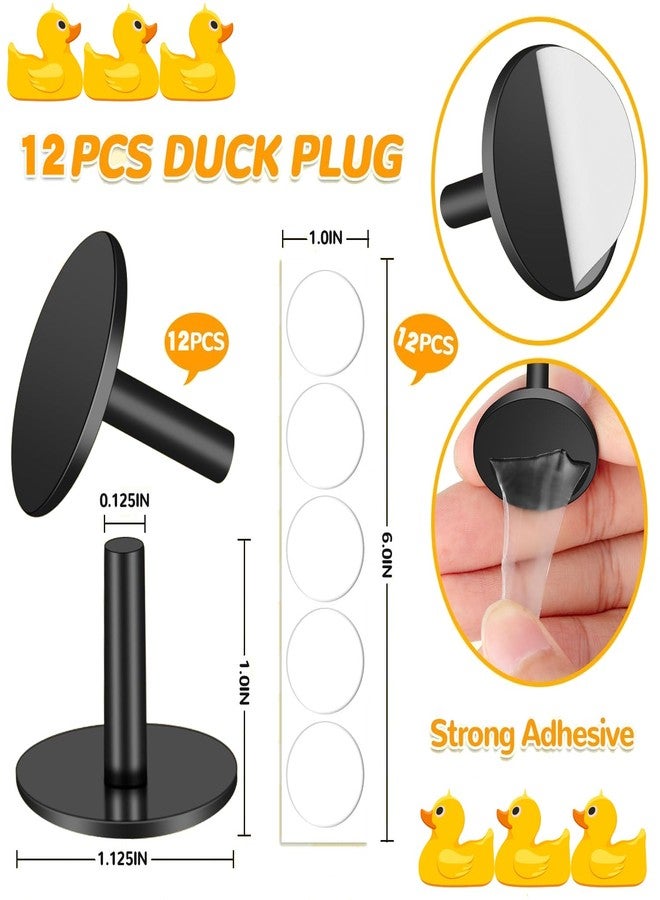 Yomwet 12pcs Duck Plug - Rubber Duck Mount, Black Plastic Duck Plug Holder for Car Dash and Jeep Fixed Display, Gift for Jeep Lover, Includes Double-Sided Stickers Inside（Excluding Rubber Duck） - Image 4