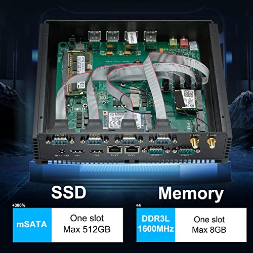 KINGDEL Fanless Mini Desktop Computer, Powerful Industrial PC with Core i7 CPU, 8GB RAM, 128GB SSD, 2xNICs, 2xHD Ports, 4xUSB 3.0, 6xCOM RS232, WiFi, Silent Working - Image 5