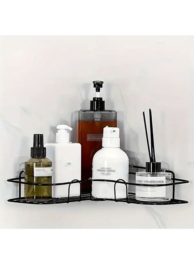 Black Three Layer Non Perforated Wall Mounted Bathroom Storage Rack - Image 5
