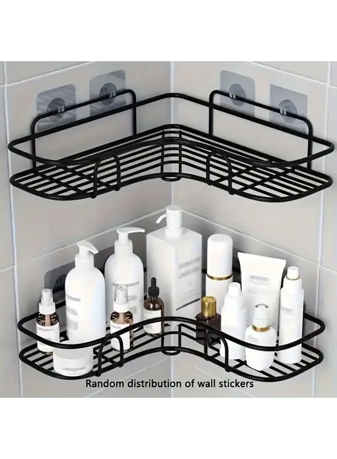 Black Three Layer Non Perforated Wall Mounted Bathroom Storage Rack - Image 1
