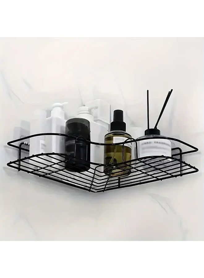 Black Three Layer Non Perforated Wall Mounted Bathroom Storage Rack - Image 3