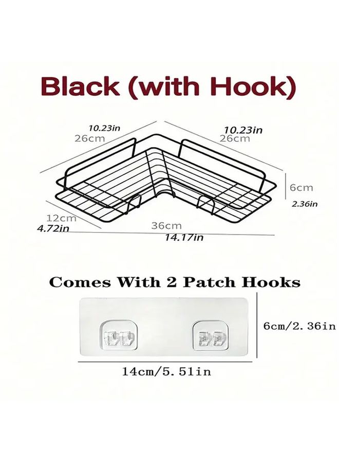 Black Three Layer Non Perforated Wall Mounted Bathroom Storage Rack - Image 4
