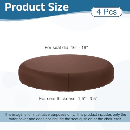 uxcell 4 Pack Stool Covers Round 1618 Inch Bar Stool Covers Washable Dustproof Slipcover Seat Cushion with Elastic for Bar Kitchen Living Room Decor Dark Brown - Image 3