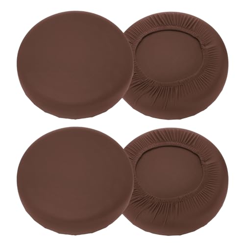 uxcell 4 Pack Stool Covers Round 1618 Inch Bar Stool Covers Washable Dustproof Slipcover Seat Cushion with Elastic for Bar Kitchen Living Room Decor Dark Brown - Image 1