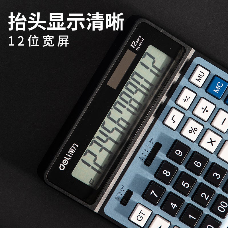Deli Computer Large Button Desktop Calculator Accounting Finance Special Large Display Solar Cell Size - Image 2