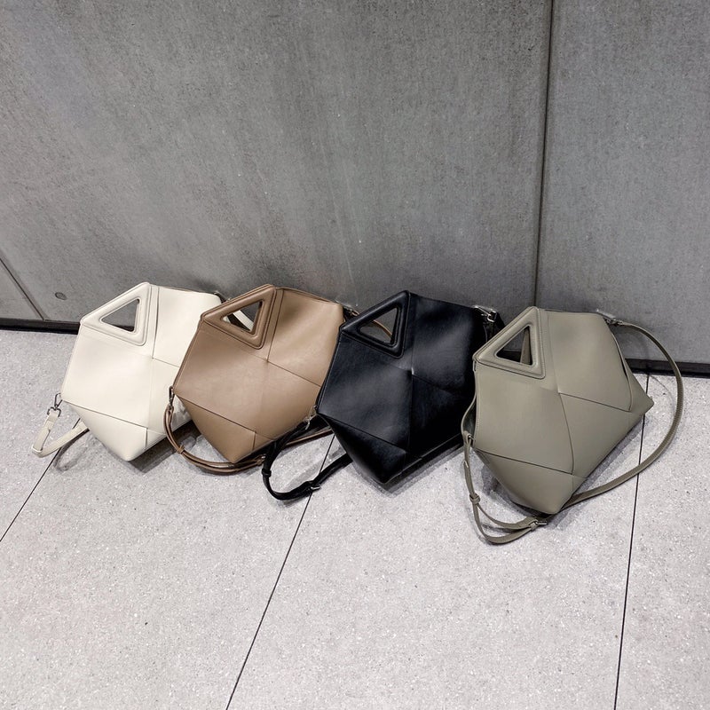 Direct Supply Inverted Triangle Woven Handbag Genuine Leather Fashion Soft Leather Shoulder Crossbody Bag For Women - Image 5