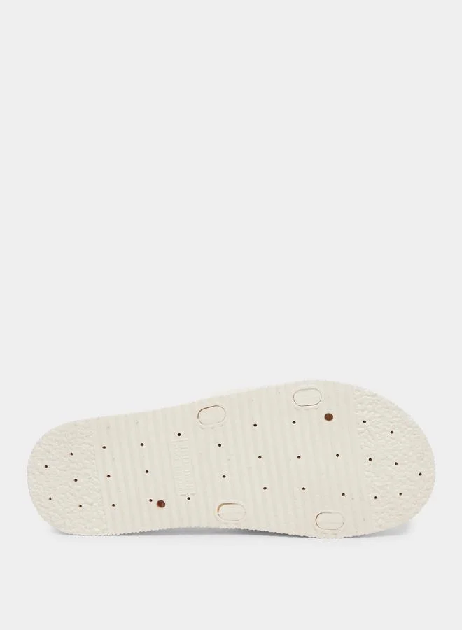 Take Two Take Two Bow Decoration Textured Flat Sandal