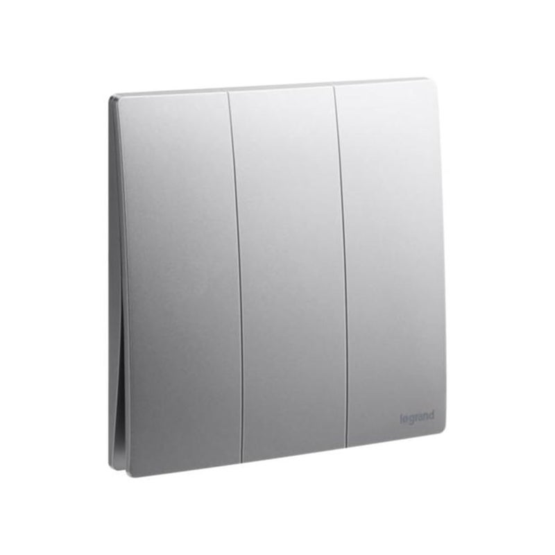 Legrand Mallia Senses 16A 3-Gang 1-Way Switch - Dark Silver - Image 1