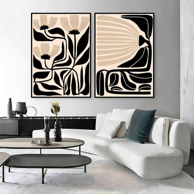 ماركتنا لوحة قماشية ثنائية بتصميم تجريدي بمقاس اجمالي 100×70 سم - Image 1