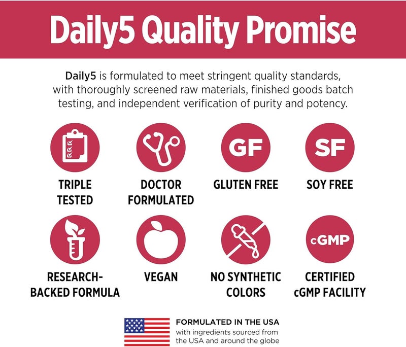 DOCTORS PREFERRED Daily5 with MustHave Clinically Validated Ingredients That Cover The Vital Areas for Good Health and Living YoungerHeart Joints Circulation 90 Vegan Capsules - Image 5