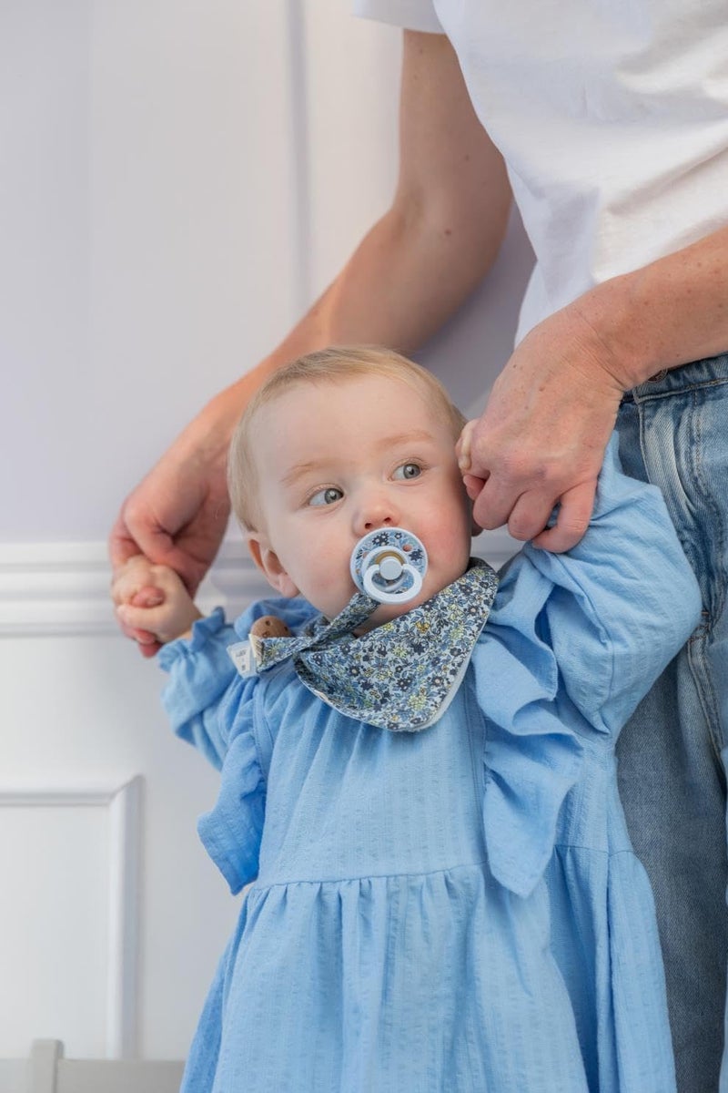 BIBS x Liberty Bandana Bib in Chamomile Lawn Baby Blue - Image 2