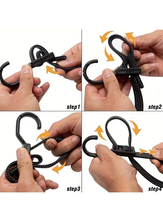 أربعون بوصة من الأحزمة المرنة السوداء الثقيلة ذات الخطاطيف، قابلة للتعديل وذات مرونة عالية لخيام التخييم والدراجات والشاحنات. - Image 1