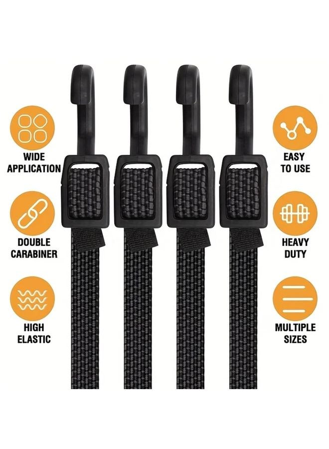 أربعون بوصة من الأحزمة المرنة السوداء الثقيلة ذات الخطاطيف، قابلة للتعديل وذات مرونة عالية لخيام التخييم والدراجات والشاحنات. - Image 5