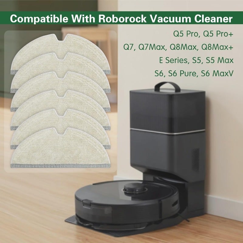 6 عبوات متوافقة مع سلسلة Roborock E و Q5/Q7/Q8/S5/S6 - أقمشة تنظيف قابلة لإعادة الاستخدام من الألياف الدقيقة - Image 2